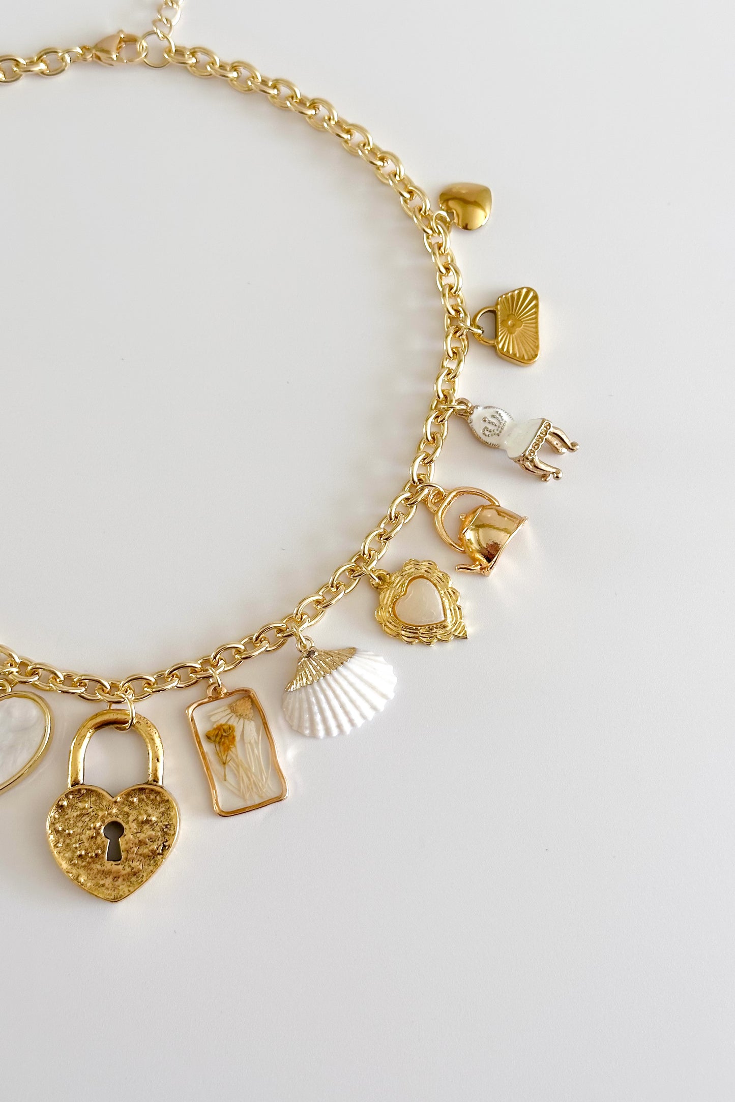 Chamomile Tea Gold Plated Statement Vintage Charm Necklace