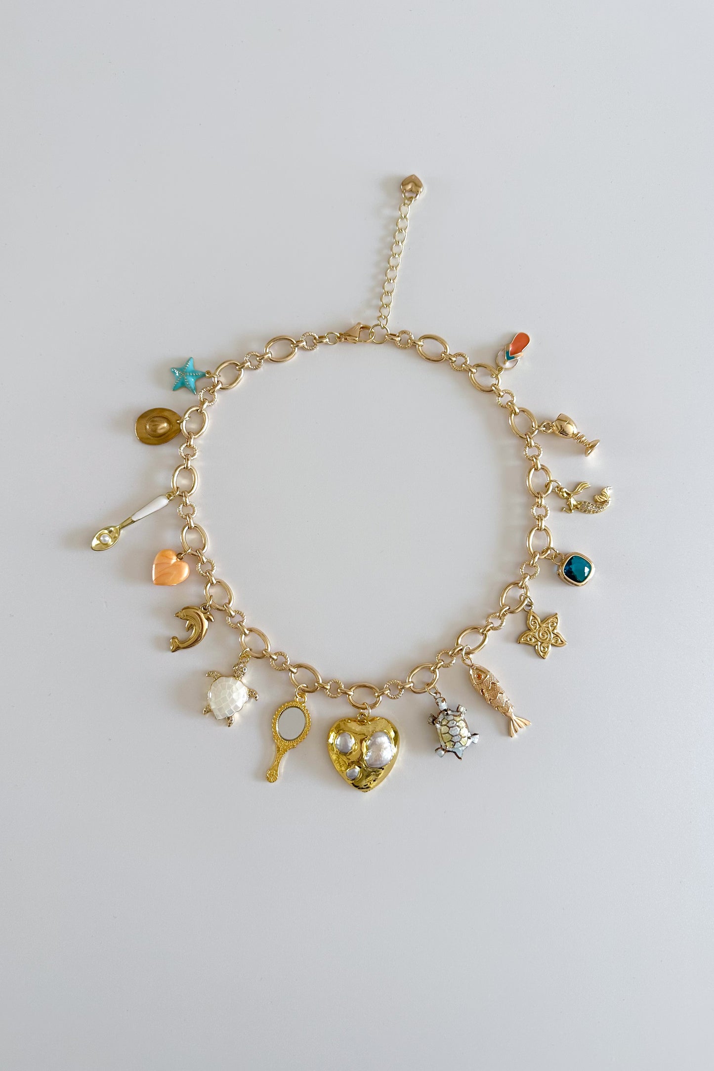 By The Sea Gold Plated Statement Vintage Charm Necklace