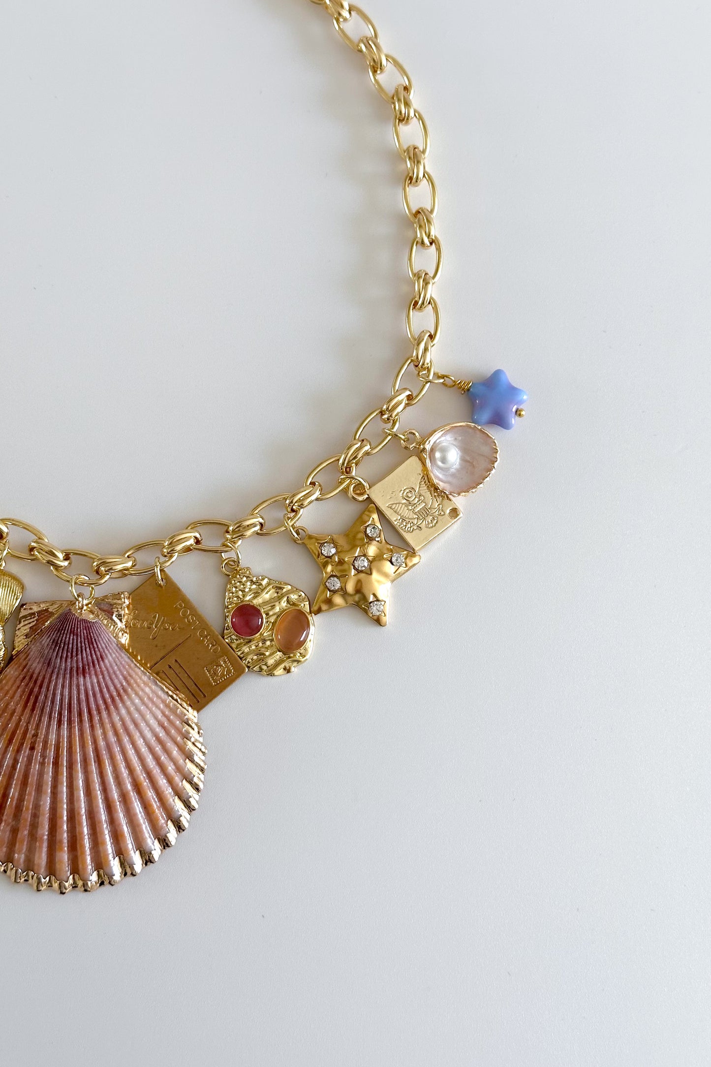 Creamsicle Gold Plated Statement Vintage Charm Necklace
