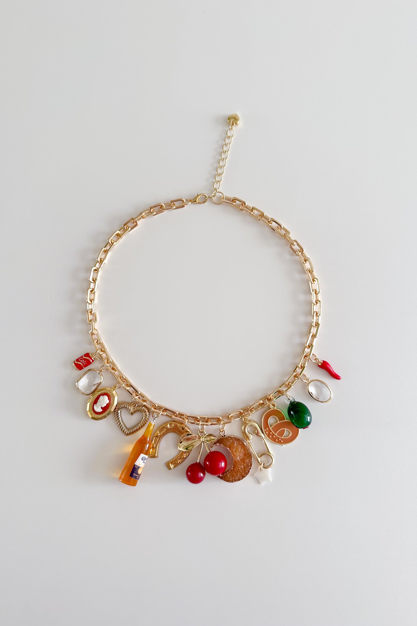 Cherry Girl Gold Plated Statement Vintage Charm Necklace