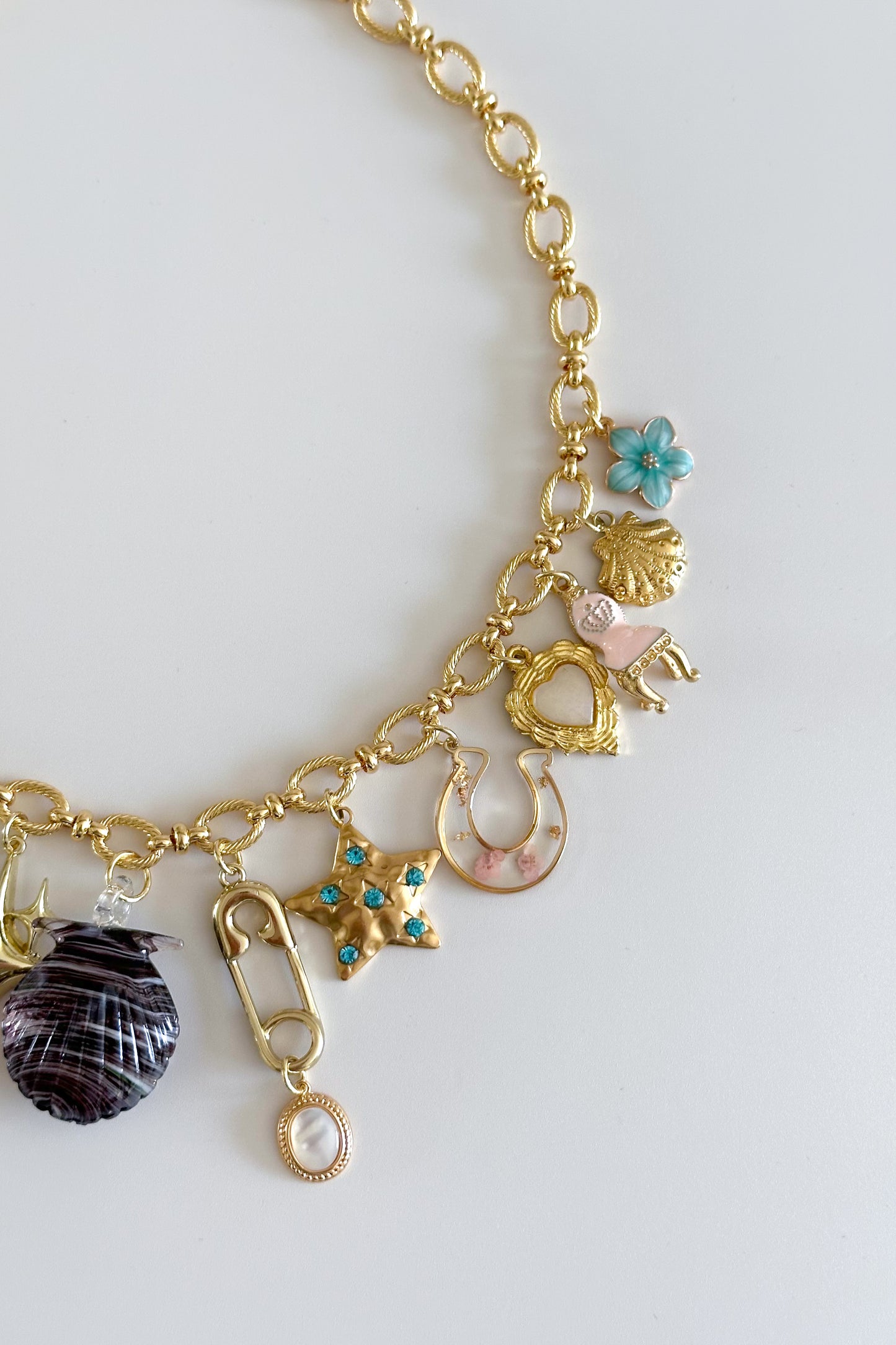 Mermaid’s Vanity Gold Plated Statement Vintage Charm Necklace