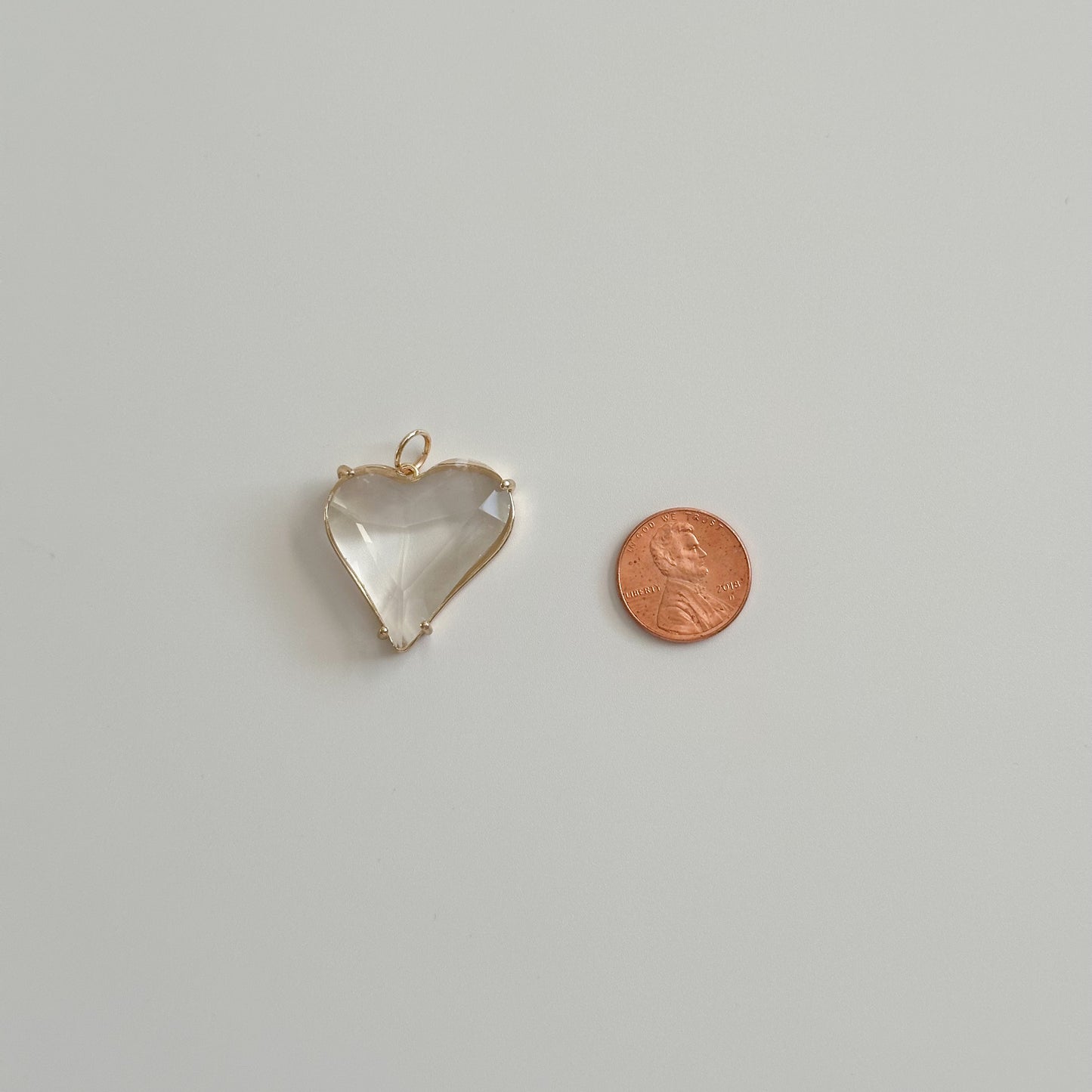 Faceted Clear Glass Heart Pendant Charm 26mm