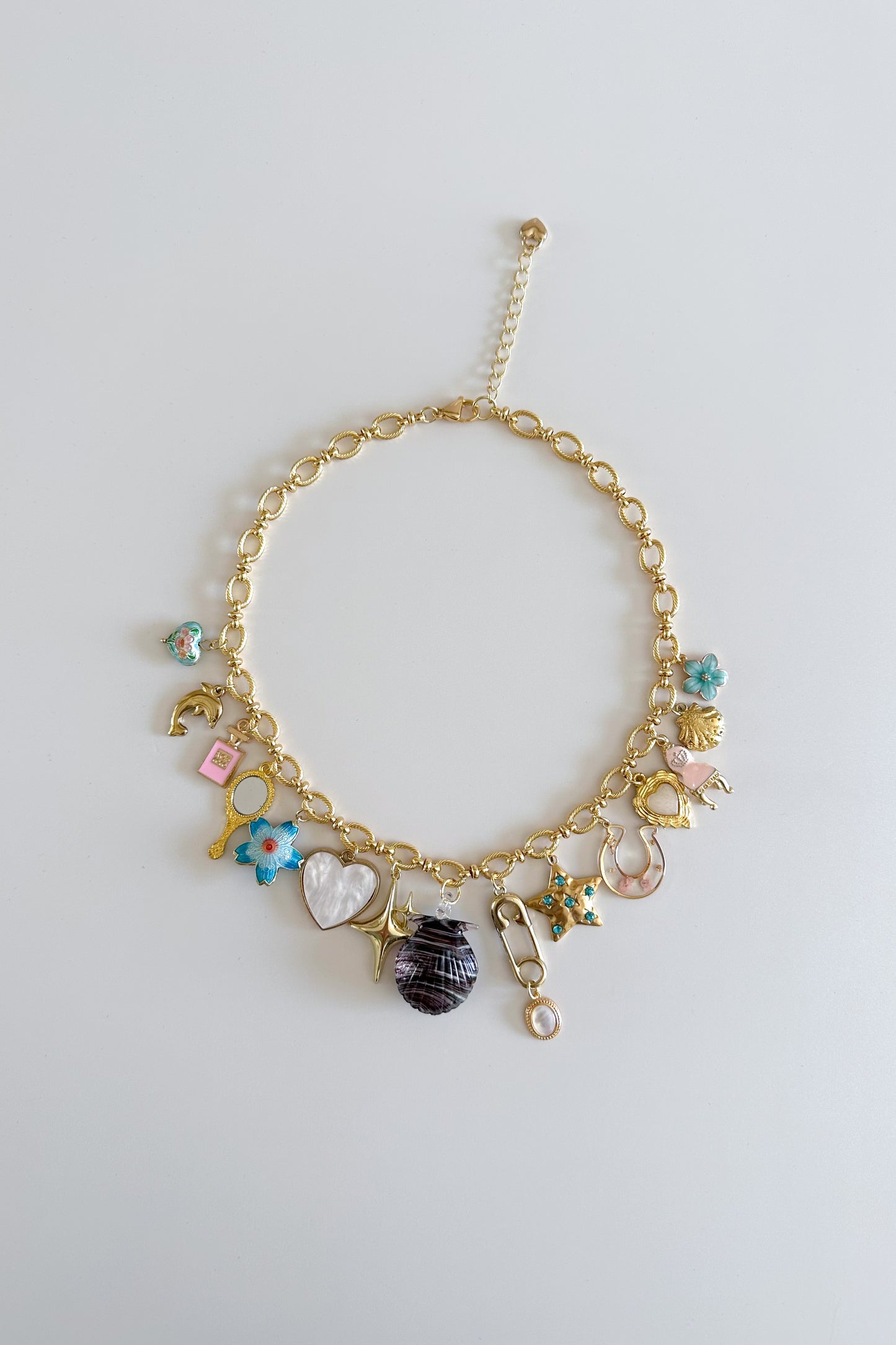 Mermaid’s Vanity Gold Plated Statement Vintage Charm Necklace