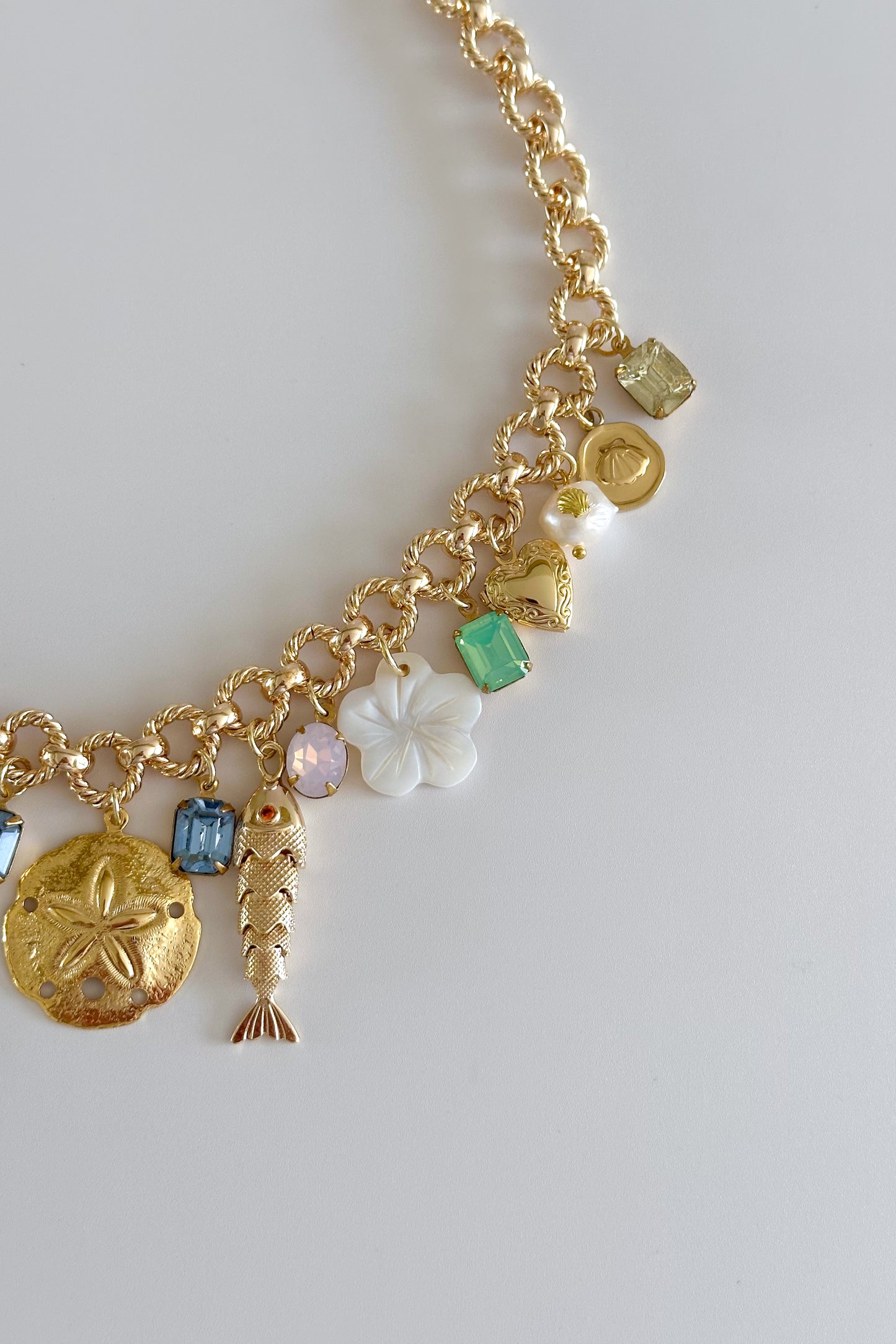 Oceana Gold Plated Statement Vintage Charm Necklace