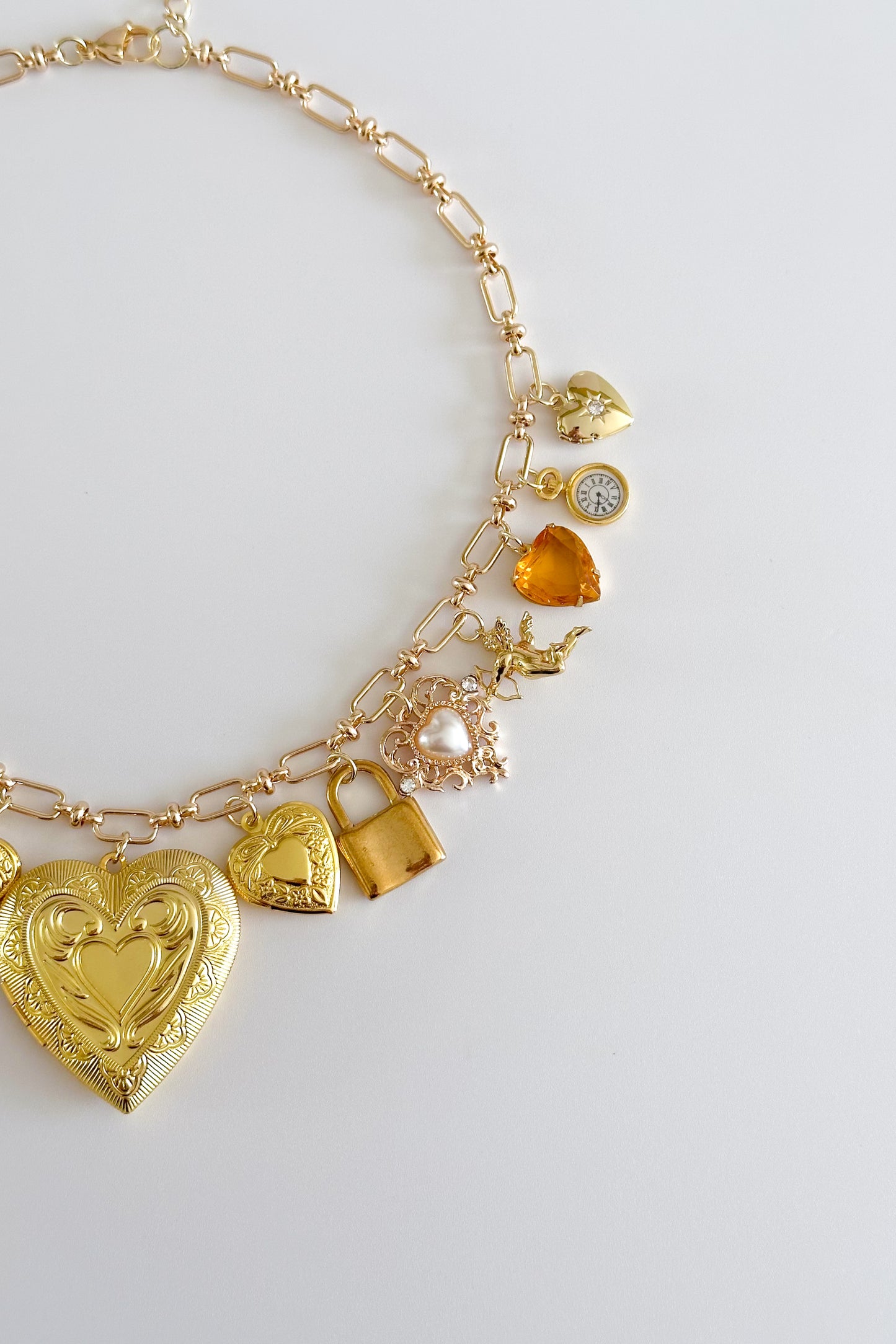 Token of Love Gold Plated Statement Vintage Charm Necklace