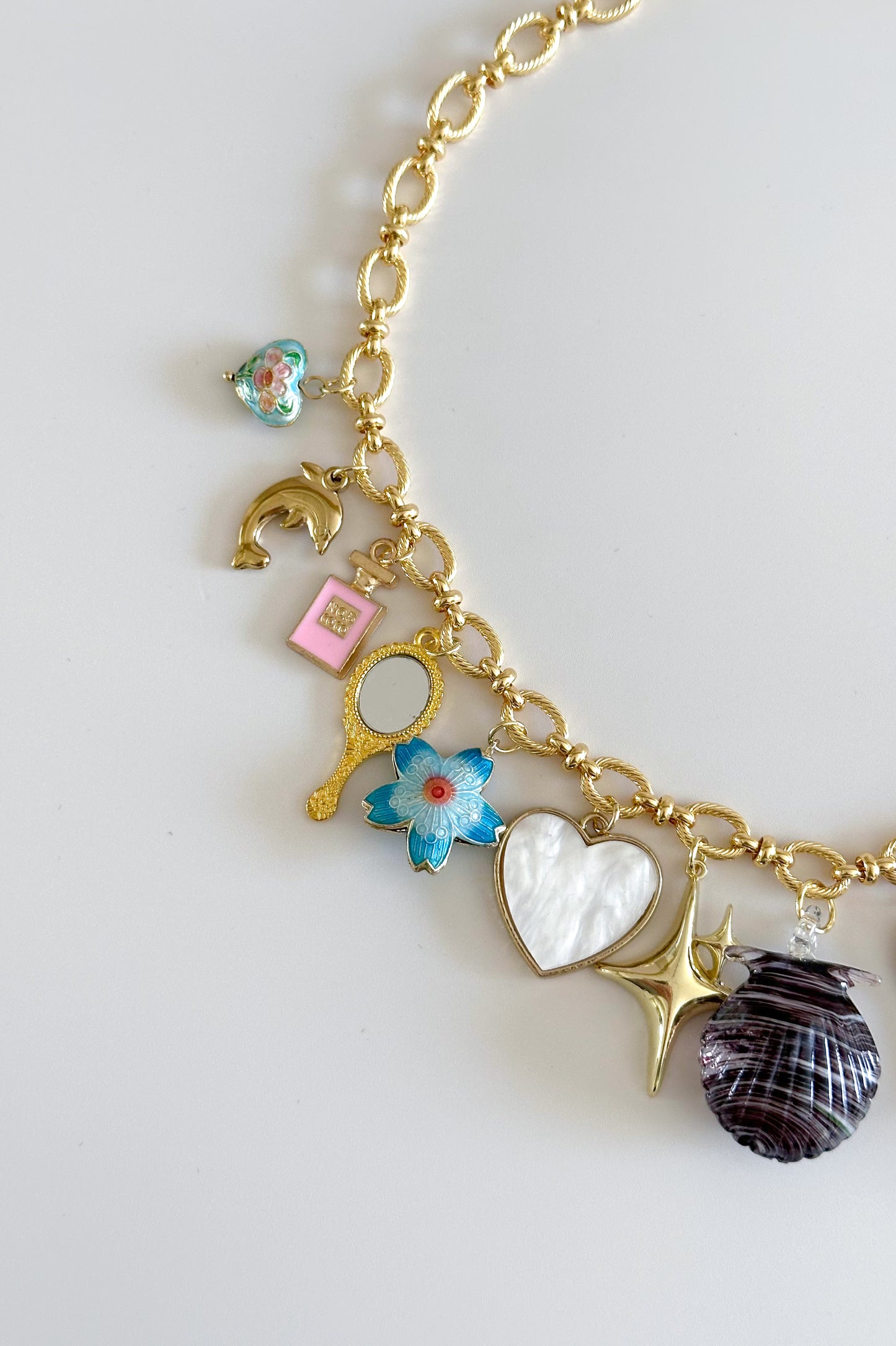 Mermaid’s Vanity Gold Plated Statement Vintage Charm Necklace
