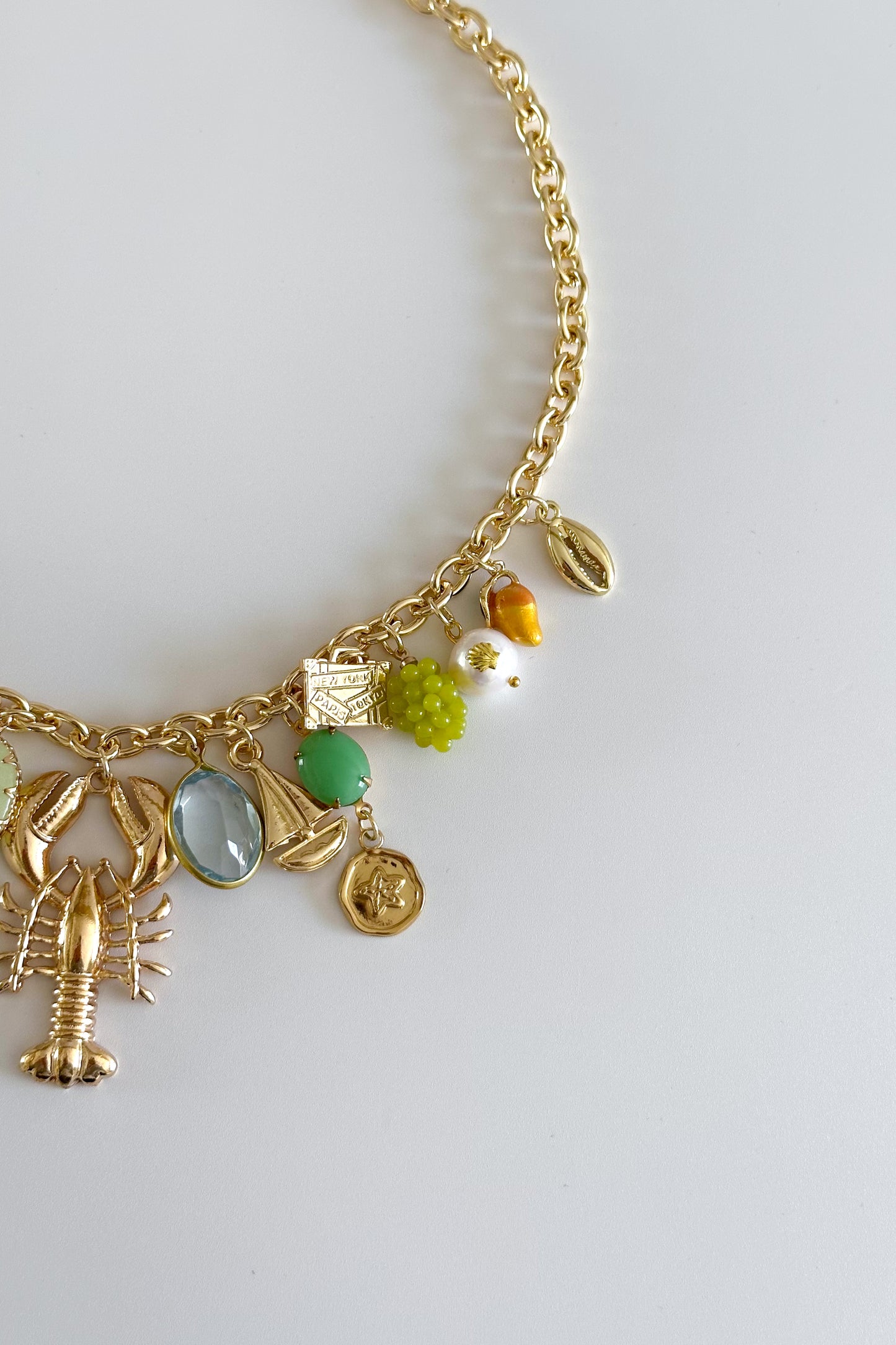 Cape Cod Gold Plated Statement Vintage Charm Necklace