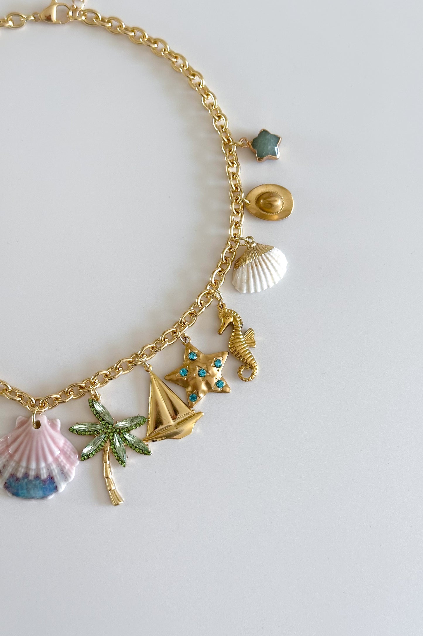 Monterey Gold Plated Statement Vintage Charm Necklace