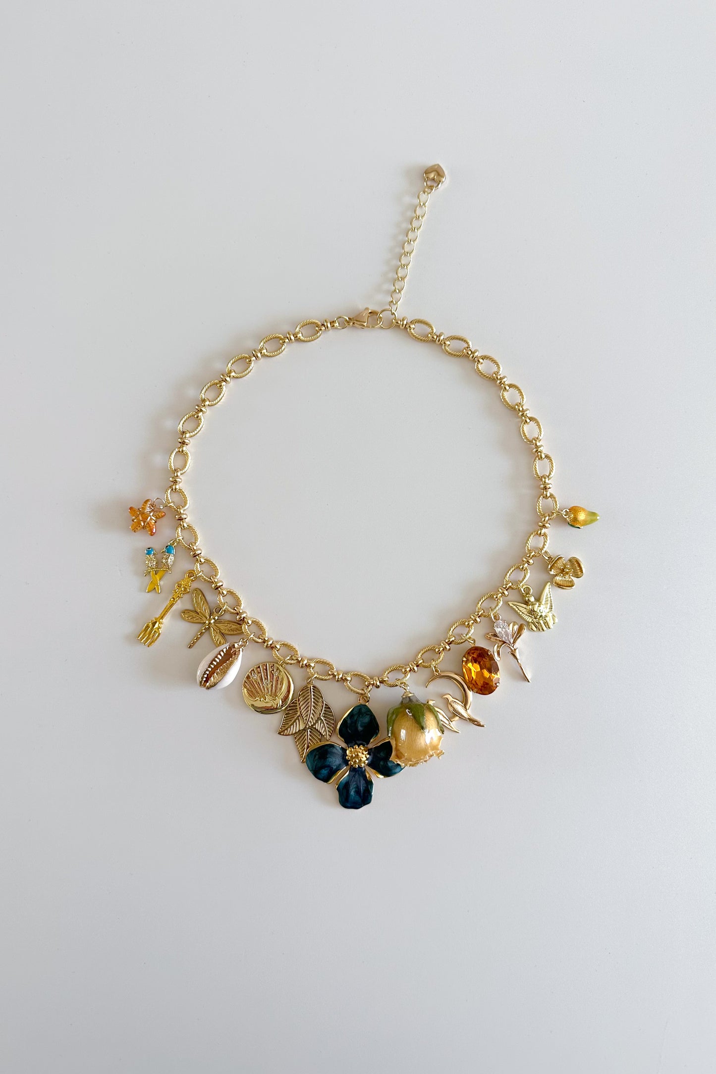 Garden of Eden Gold Plated Statement Vintage Charm Necklace