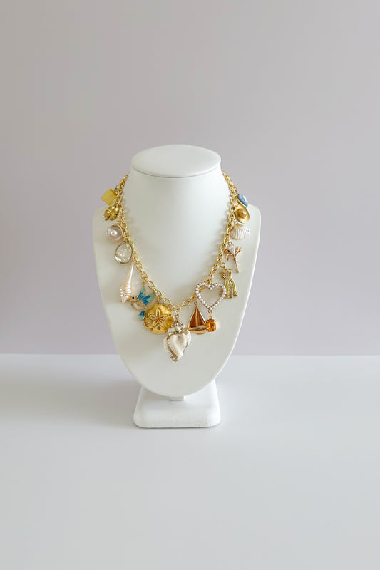 Coastal Granddaughter Gold Plated Statement Vintage Charm Necklace