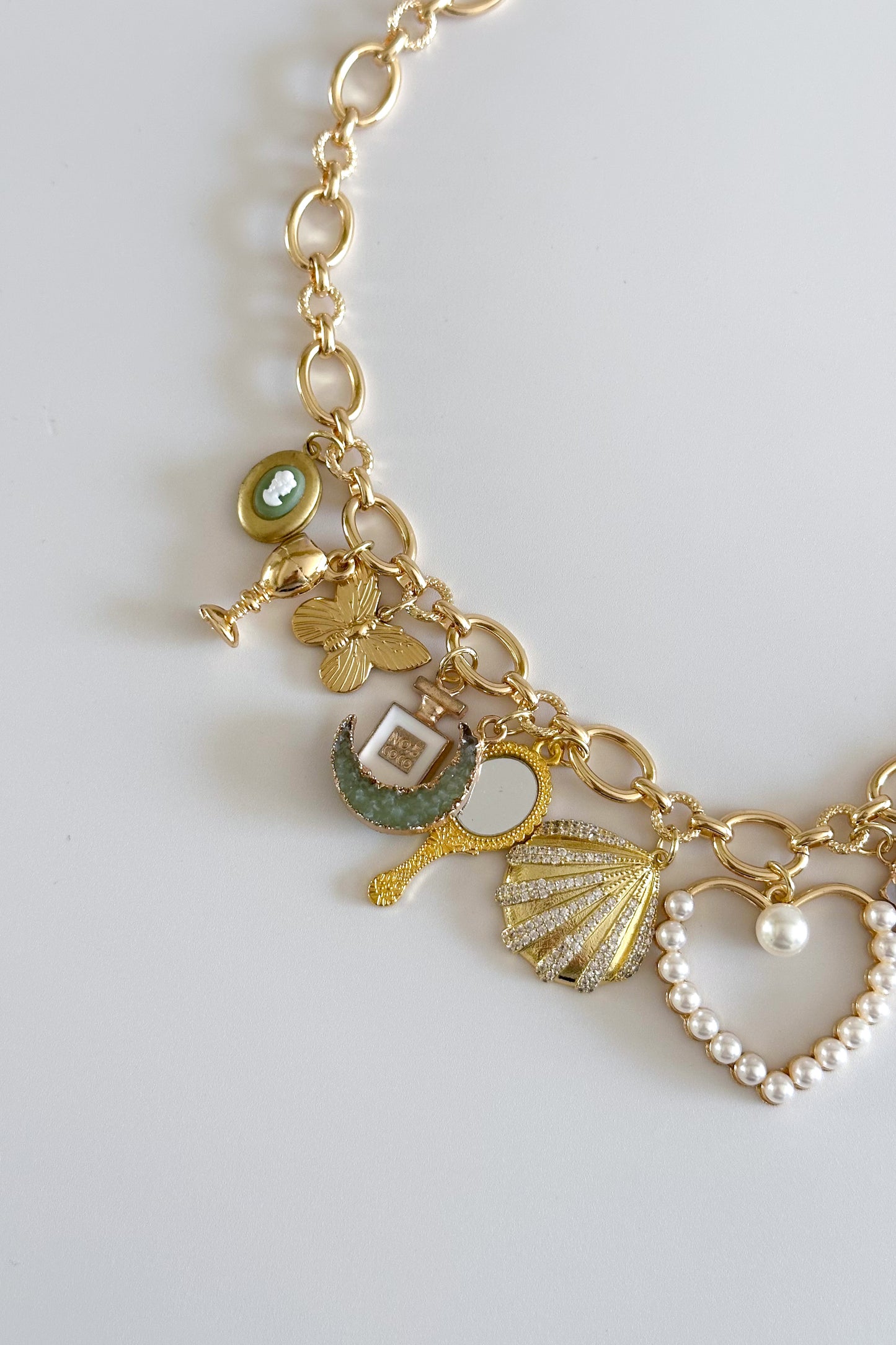 Bon Voyage Gold Plated Statement Vintage Charm Necklace