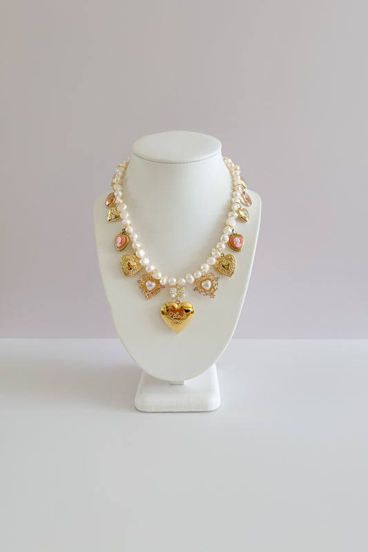 Princesa Gold Plated Statement Vintage Charm Necklace