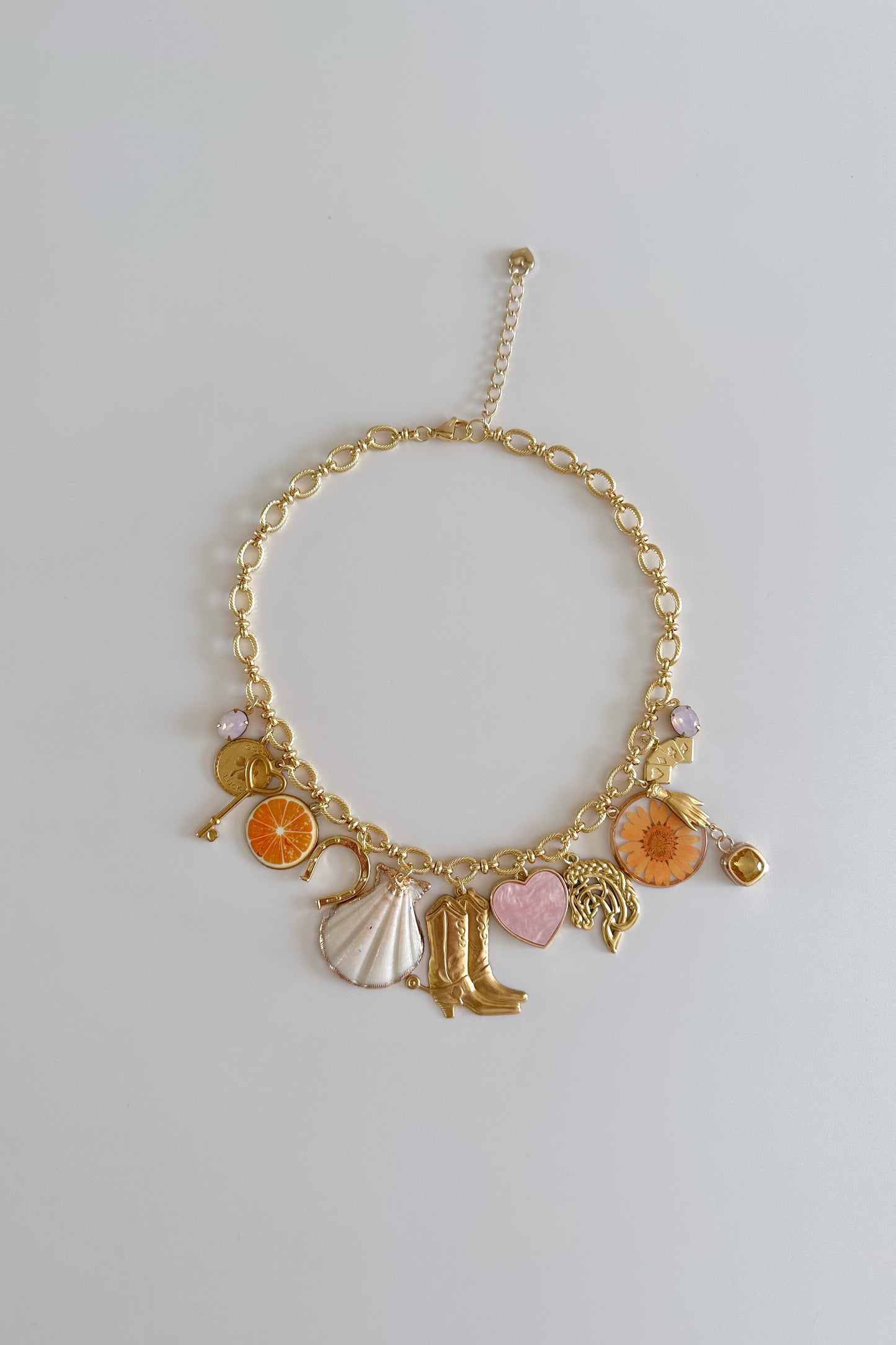 Cowgirl in the Sun Gold Plated Statement Vintage Charm Necklace