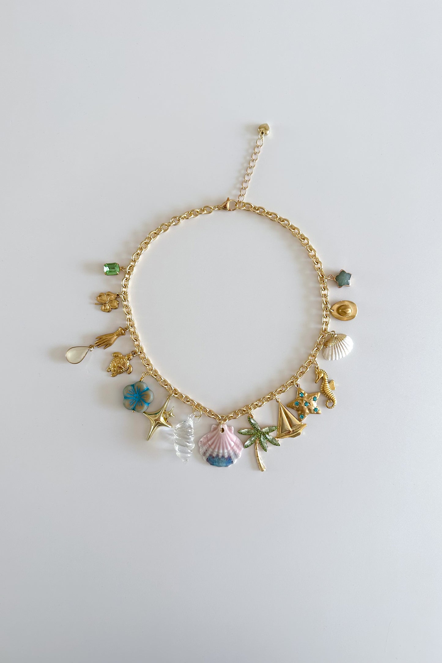 Monterey Gold Plated Statement Vintage Charm Necklace