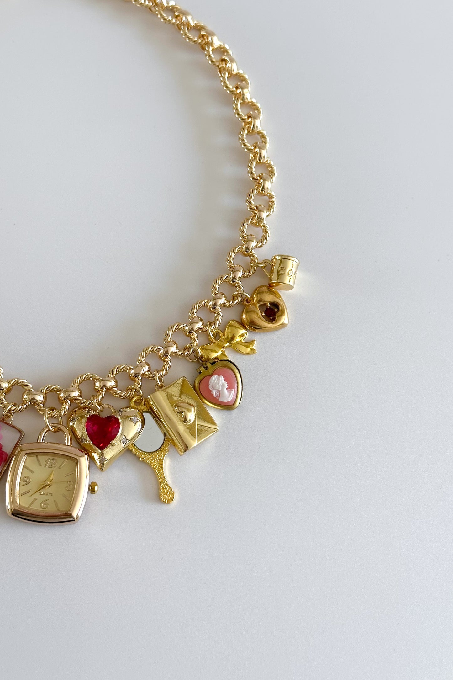 Rose Garden Gold Plated Statement Vintage Charm Necklace
