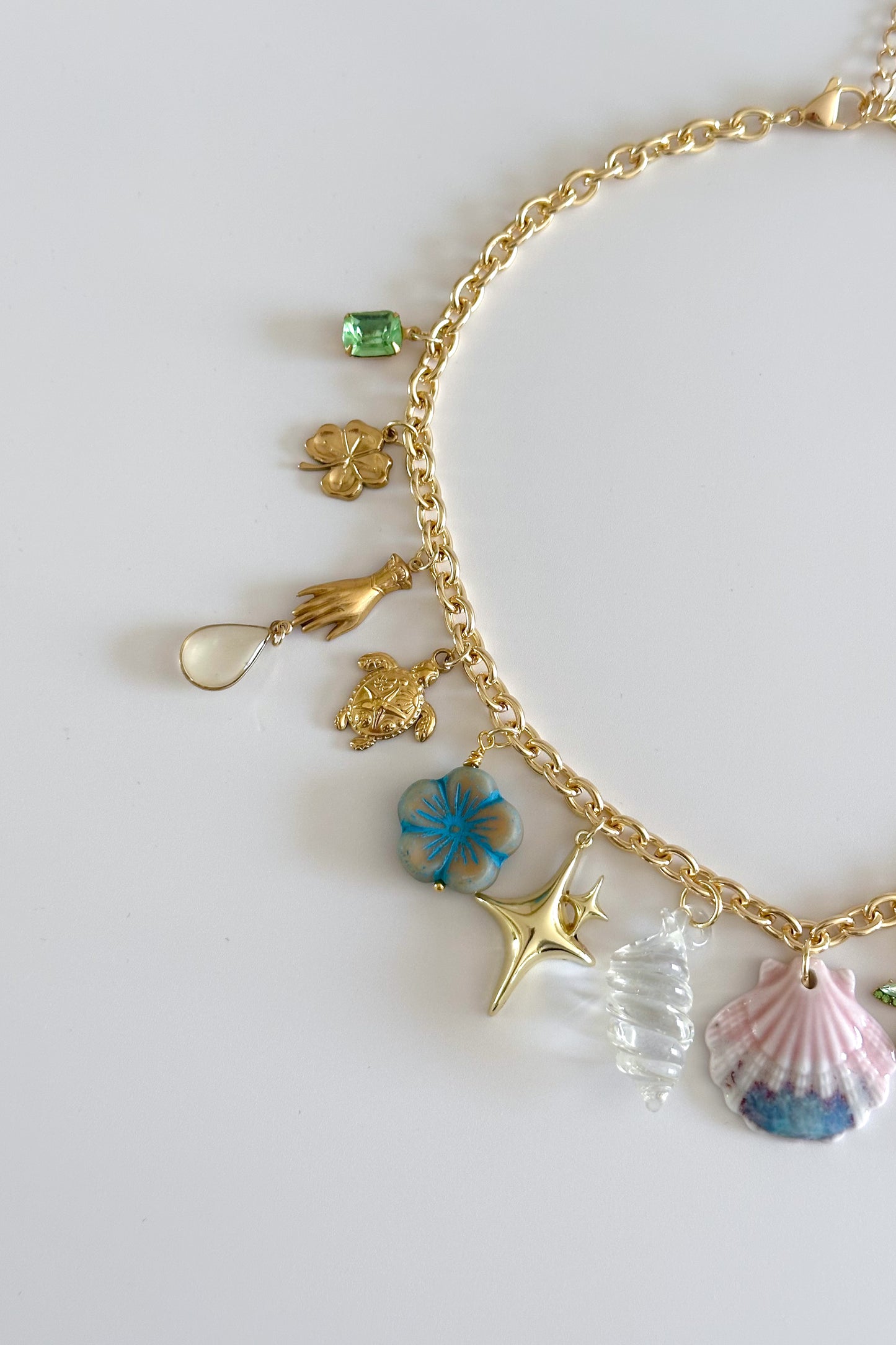 Monterey Gold Plated Statement Vintage Charm Necklace