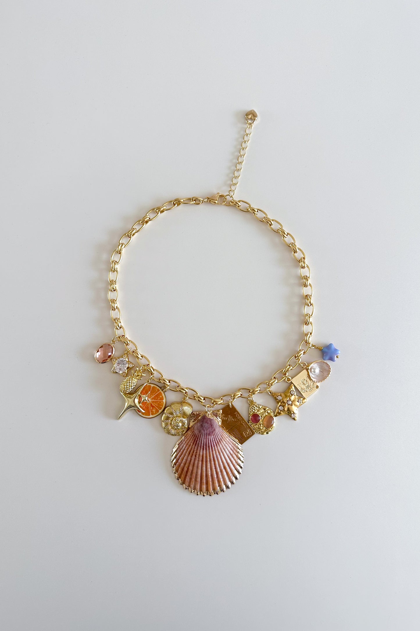 Creamsicle Gold Plated Statement Vintage Charm Necklace