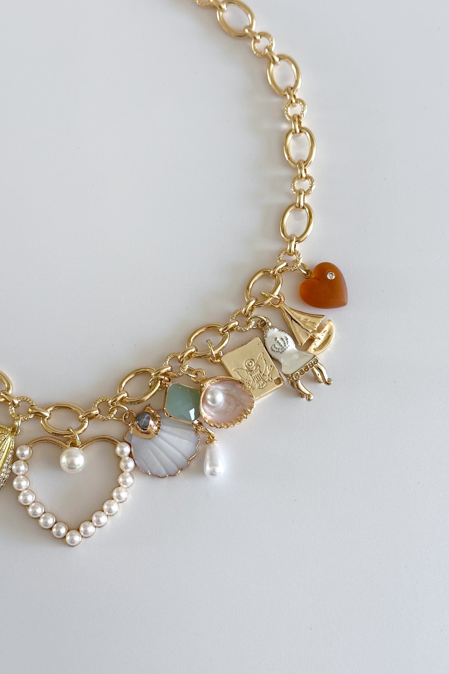 Bon Voyage Gold Plated Statement Vintage Charm Necklace