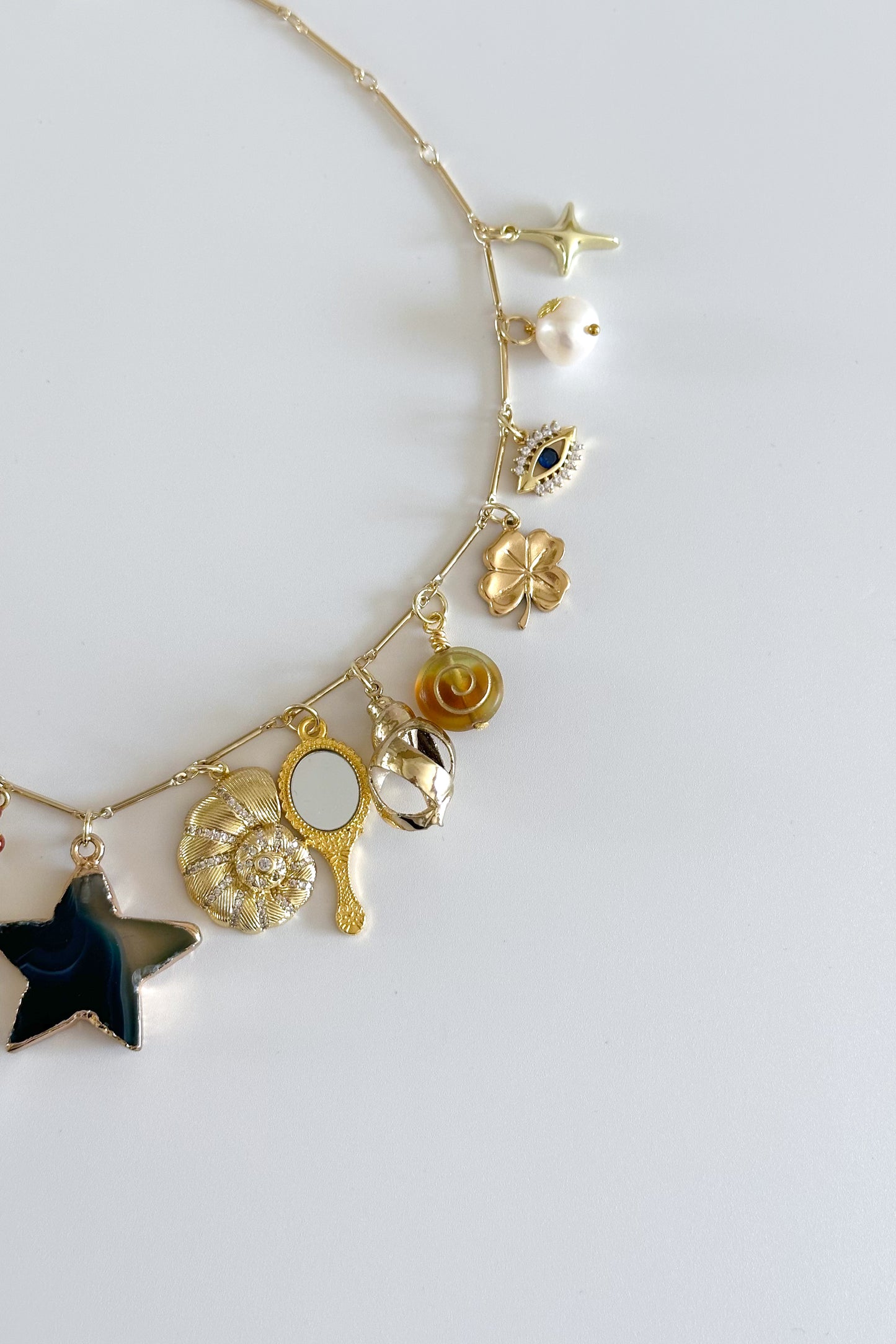 Mykonos Gold Plated Statement Vintage Charm Necklace