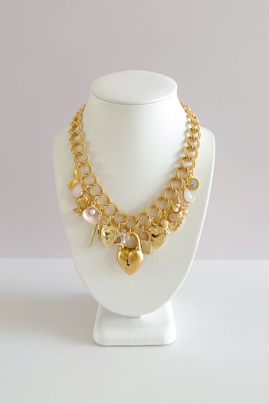Cherub Gold Plated Statement Vintage Charm Necklace