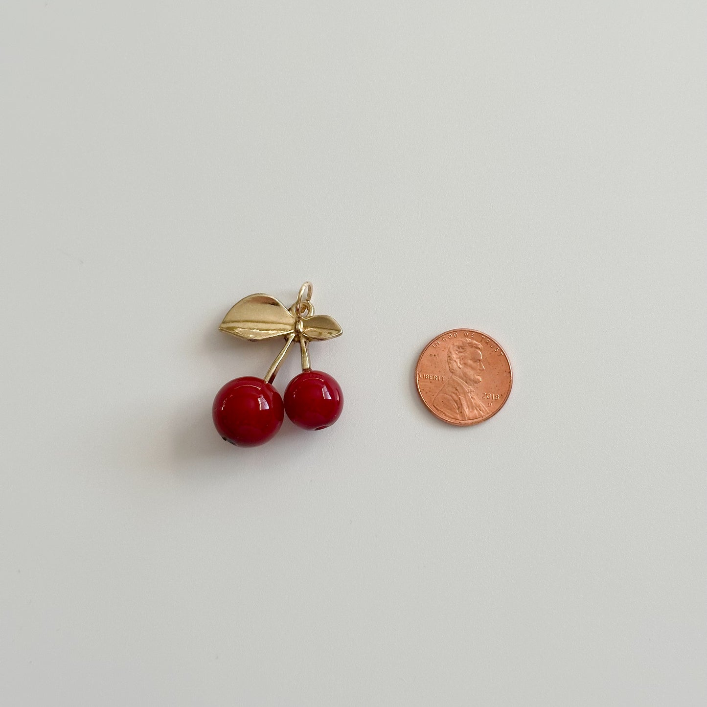 Cherry Gold Stem Pendant Zinc Alloy Charm 25x28mm