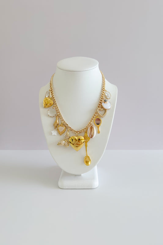 Mariposa Gold Plated Statement Vintage Charm Necklace