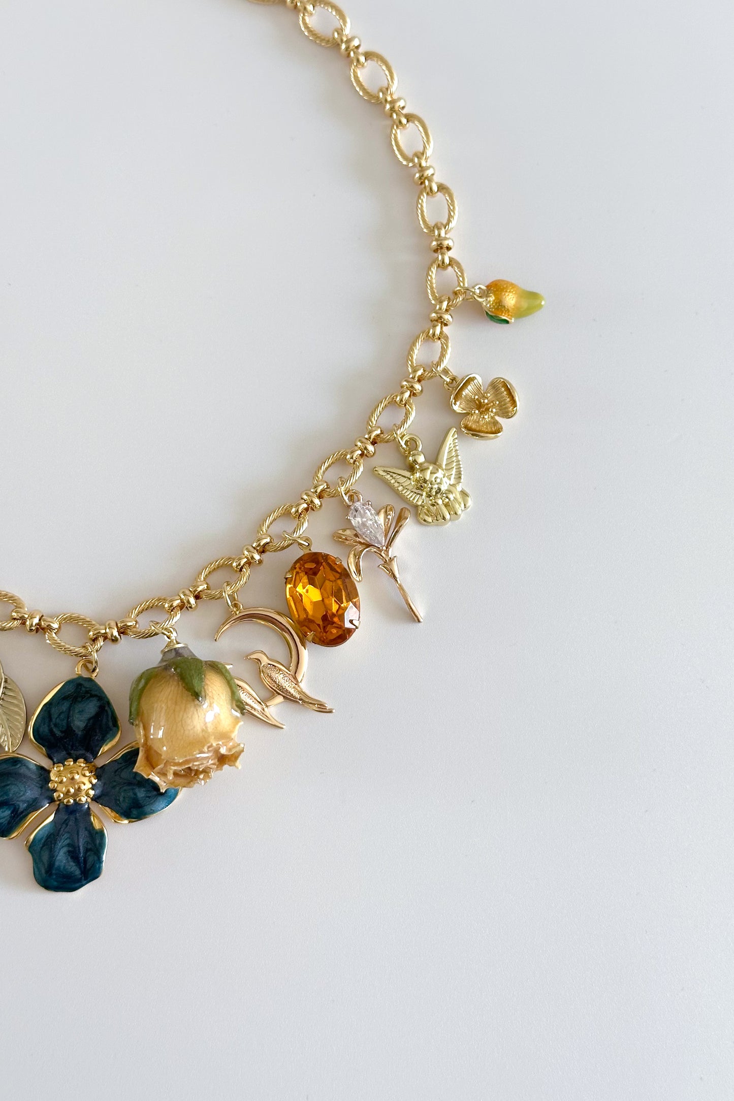 Garden of Eden Gold Plated Statement Vintage Charm Necklace