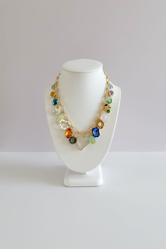 Park Guell Gold Plated Statement Vintage Charm Necklace