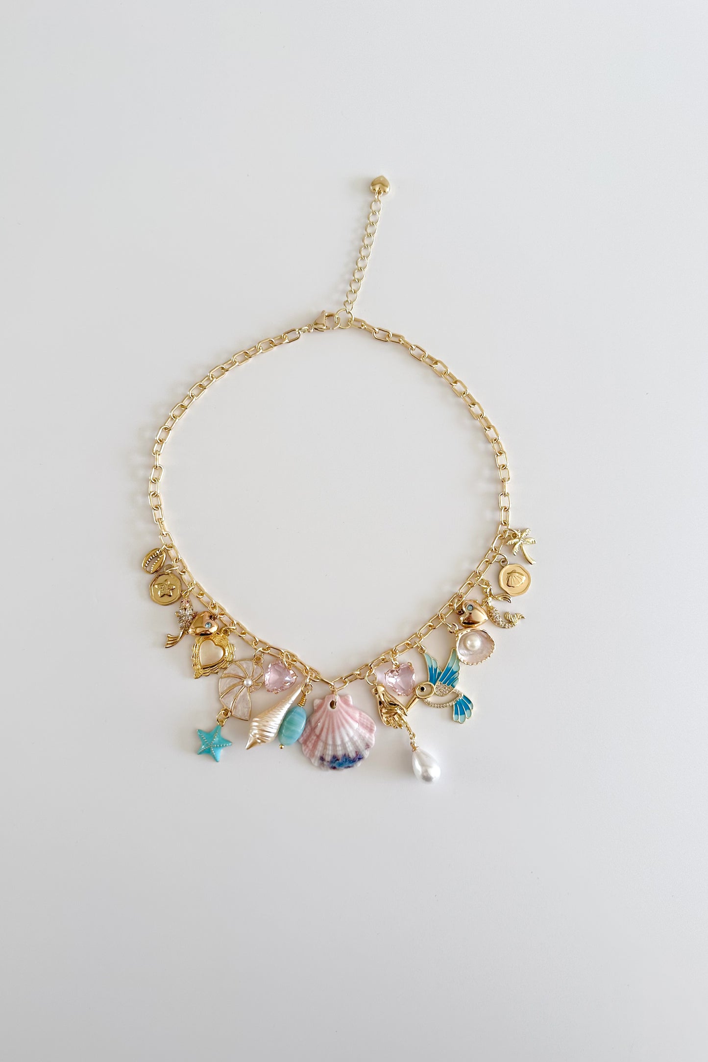 Blue Bird Gold Plated Statement Vintage Charm Necklace