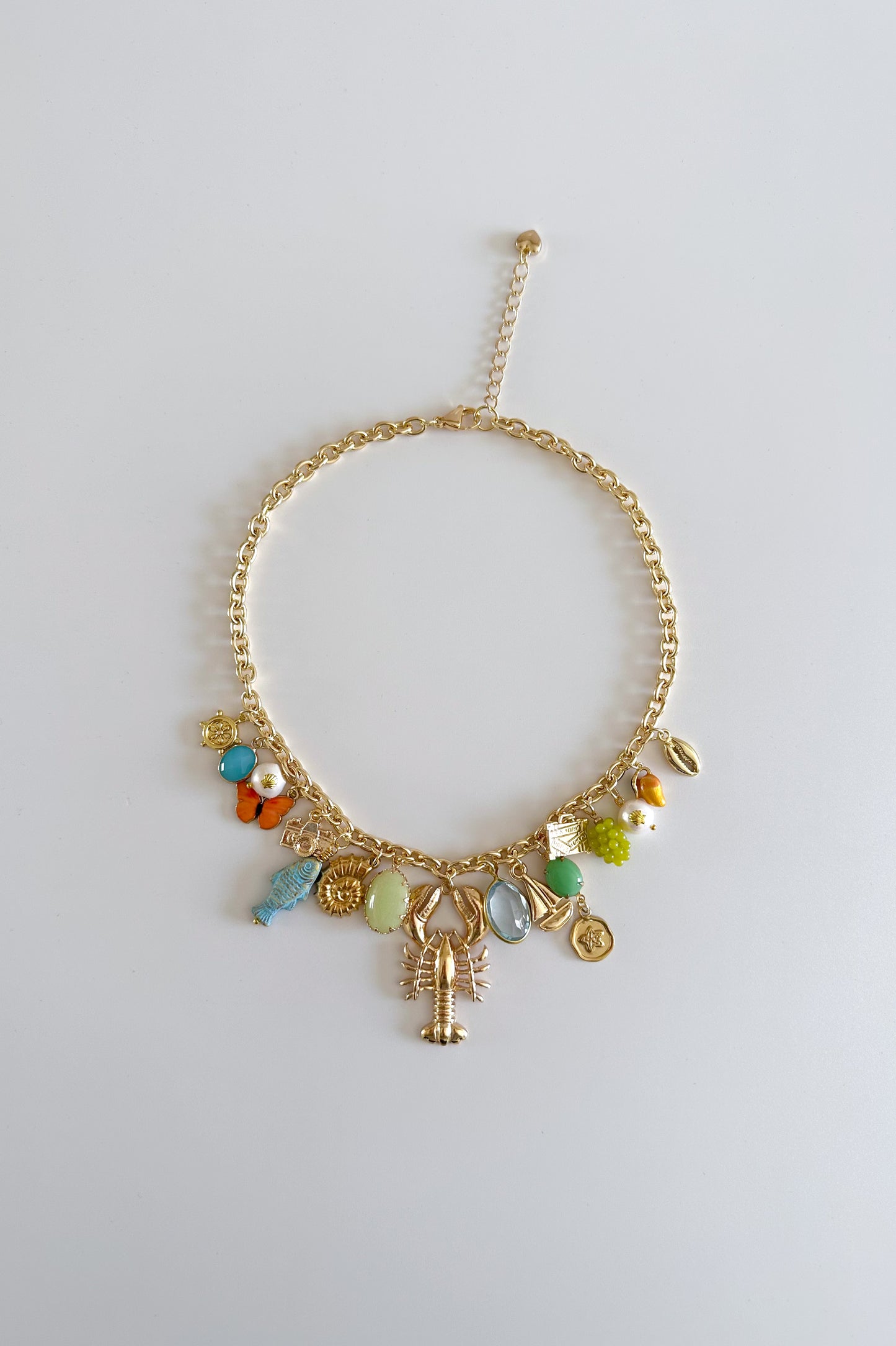 Cape Cod Gold Plated Statement Vintage Charm Necklace