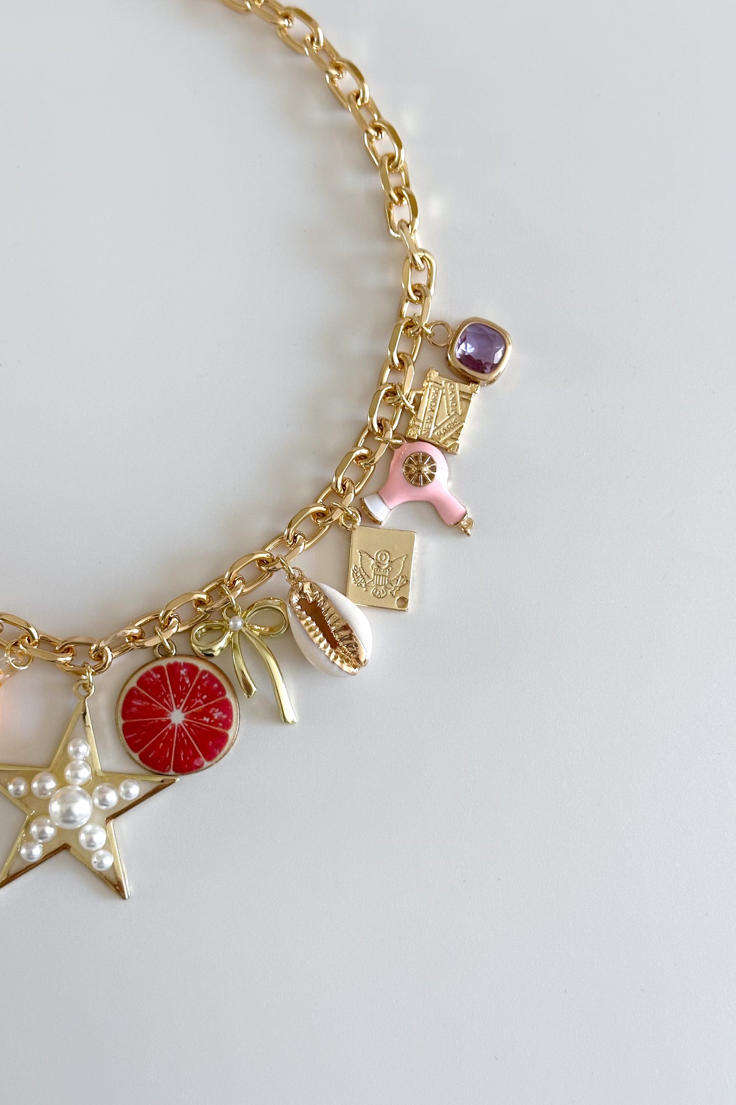 Star Girl Gold Plated Statement Vintage Charm Necklace