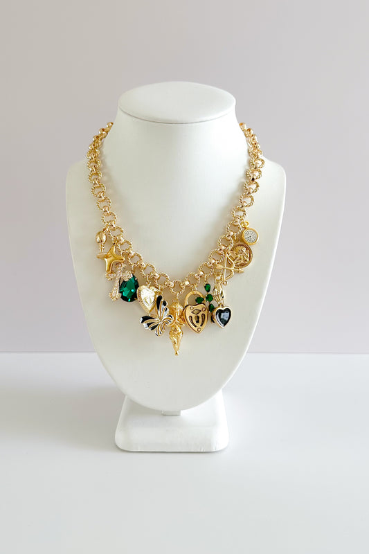 Everlasting Gold Plated Statement Vintage Charm Necklace