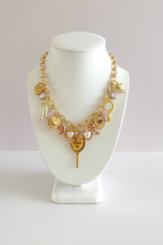 Royal Princess Gold Plated Statement Vintage Charm Necklace