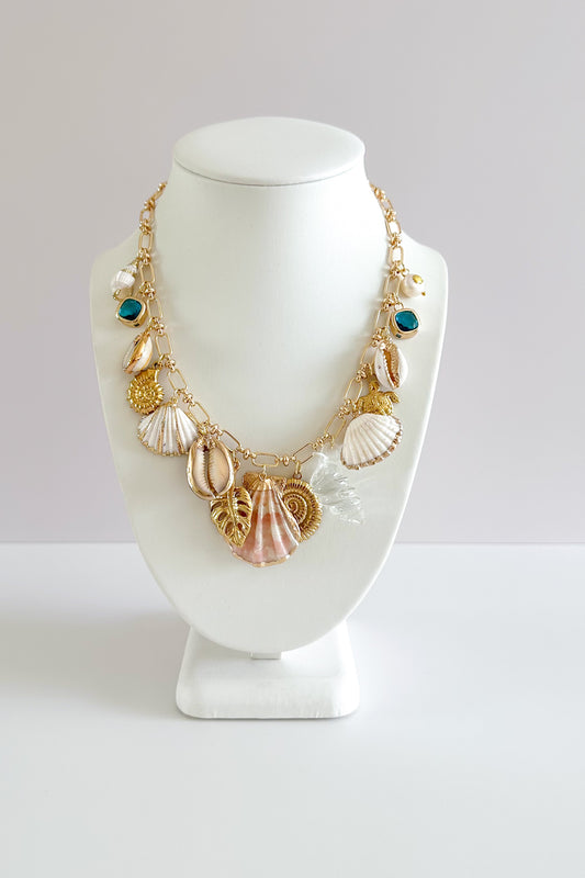 Mallorca Gold Plated Statement Vintage Charm Necklace