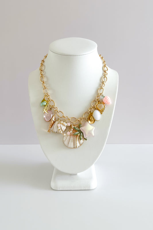 Island Fairy Gold Plated Statement Vintage Charm Necklace