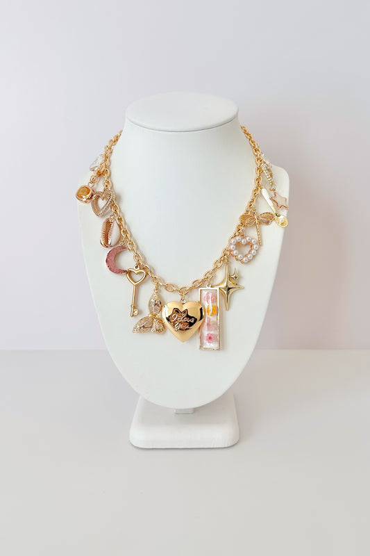 Mariposa Gold Plated Statement Vintage Charm Necklace